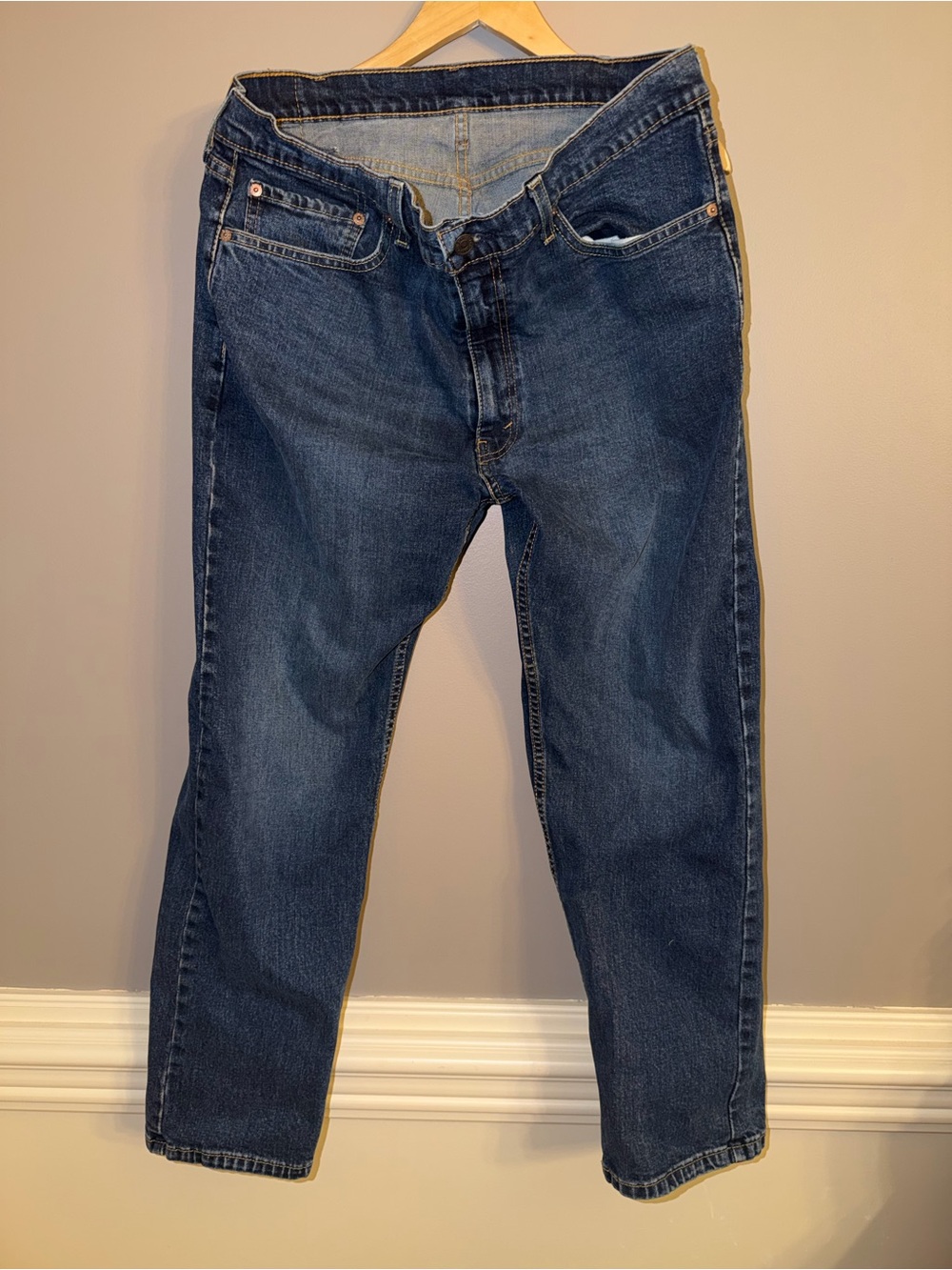 Levi’s 505 Regular Fit Straight Leg Jeans Dark Wash Denim Men’s 38x30